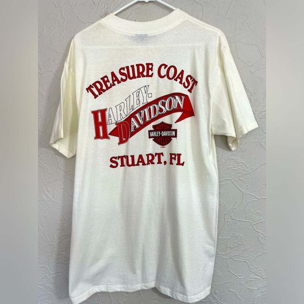 Vintage 90's Harley Davidson Large White VTG T-Shirt 1998 Stuart, Florida - Picture 1 of 6